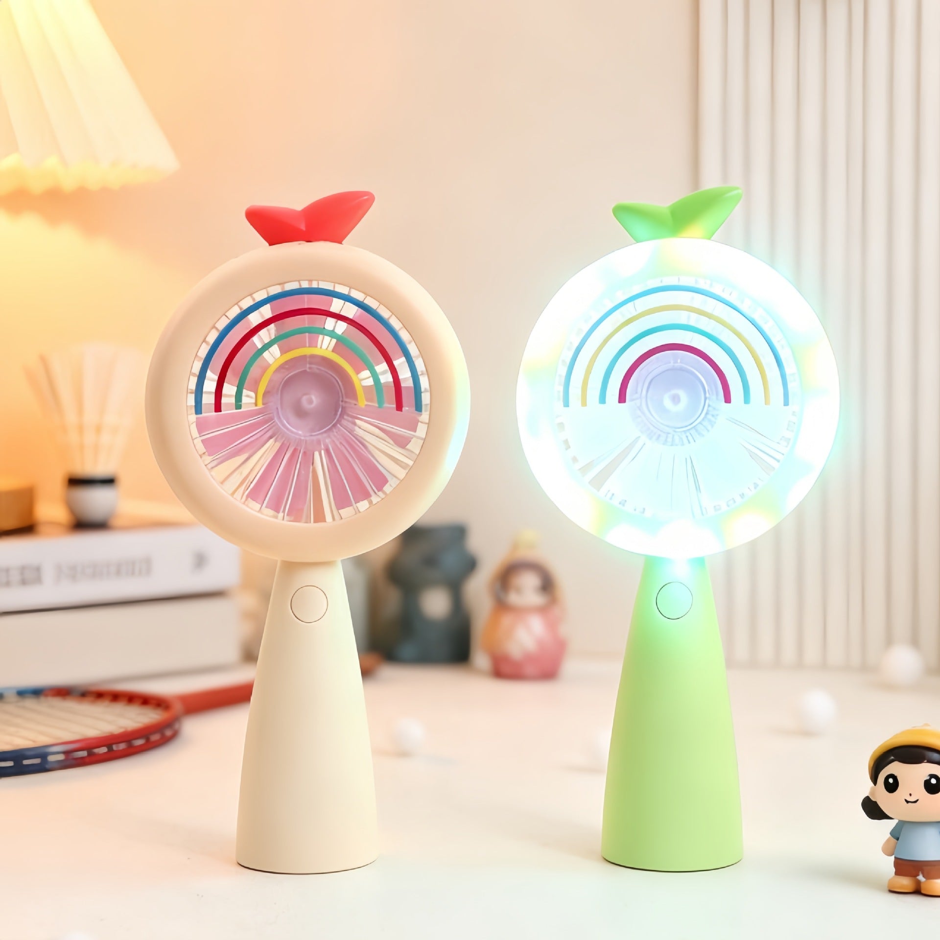 Kvinnors Bärbar USB-Handfläkt med LED-Belysning 2