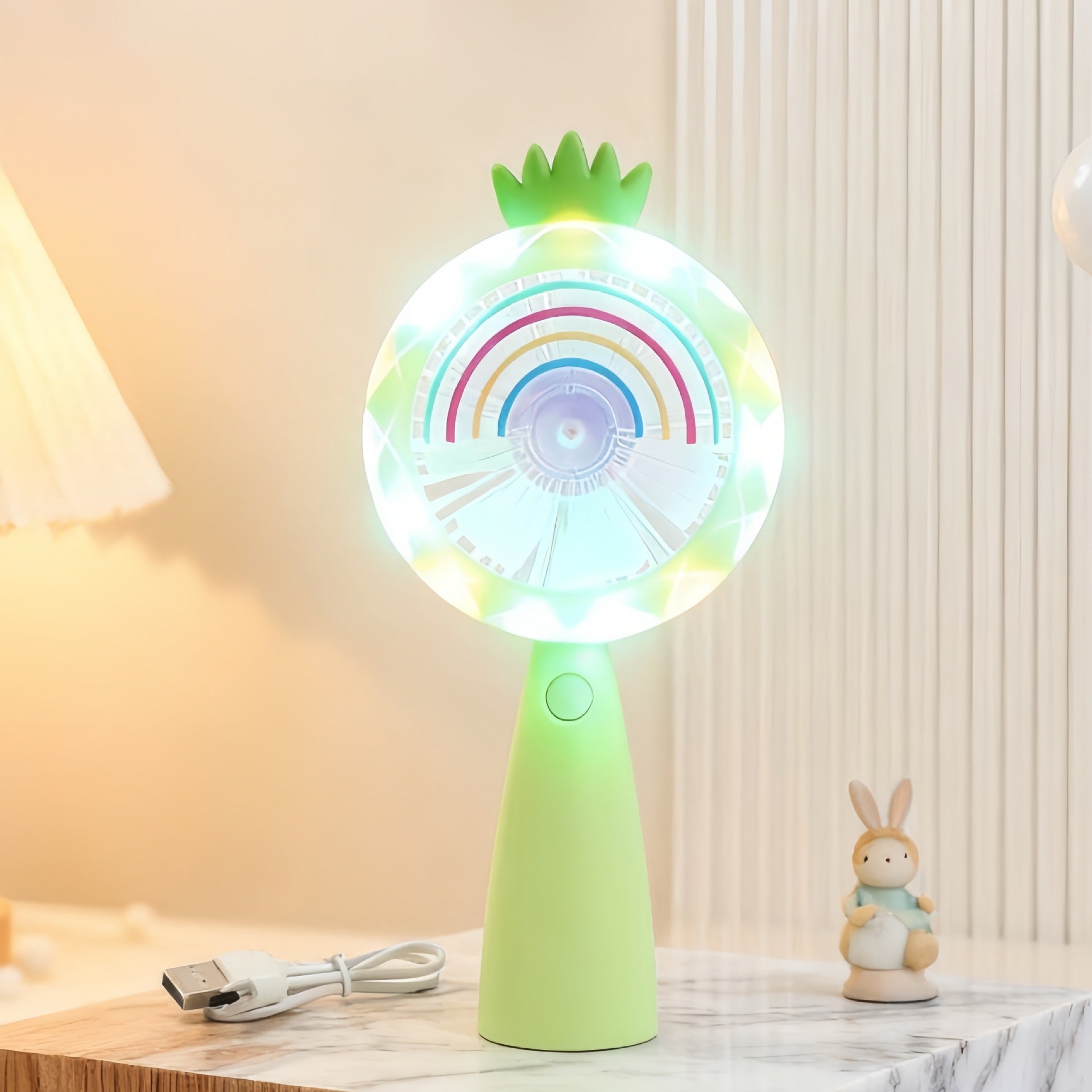 Kvinnors Bärbar USB-Handfläkt med LED-Belysning 4