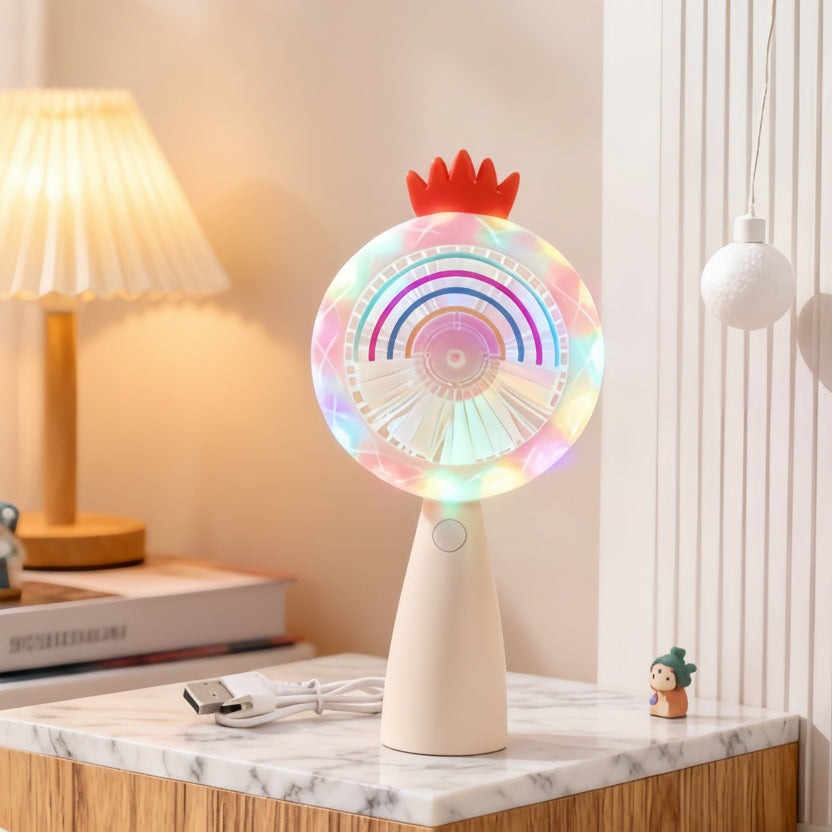 Kvinnors Bärbar USB-Handfläkt med LED-Belysning 8