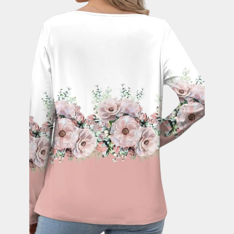 Kvinnors Blus Blomsterprint Flatterande Silhuett 2
