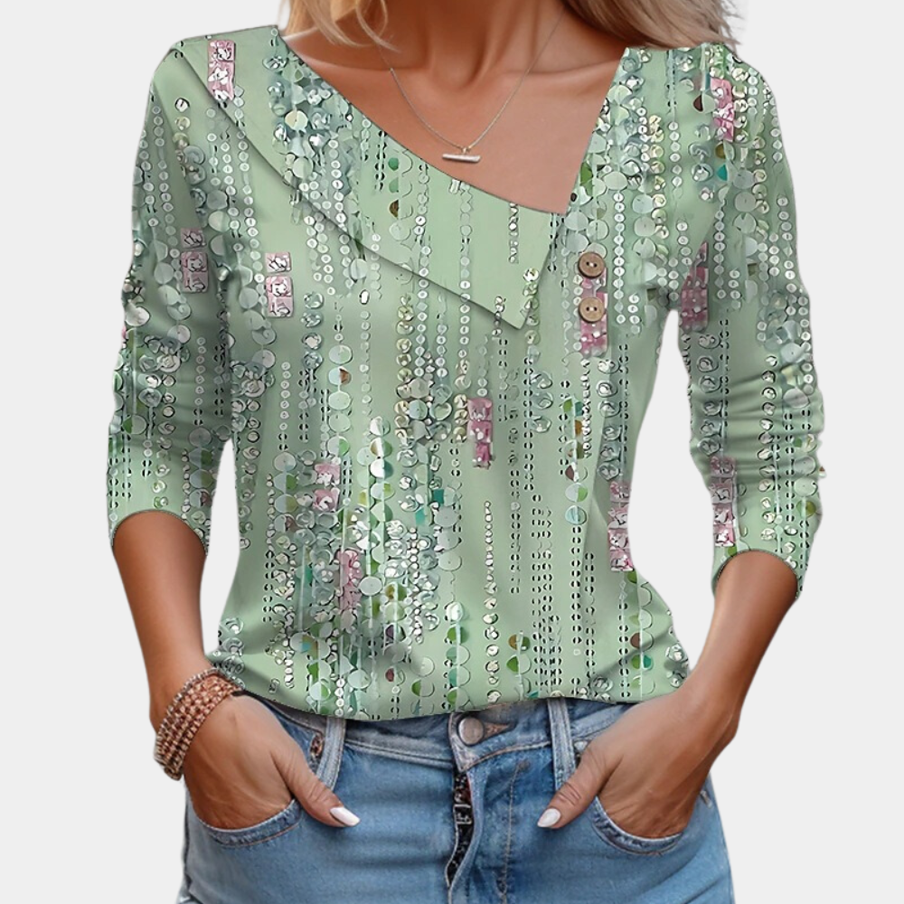 Kvinnors Blus Blomsterprint Flatterande Silhuett 4