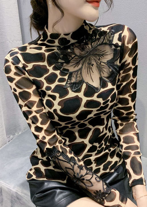 Kvinnors Blus Ihålig Leopardtryck Trendig 0