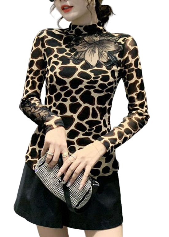 Kvinnors Blus Ihålig Leopardtryck Trendig 1
