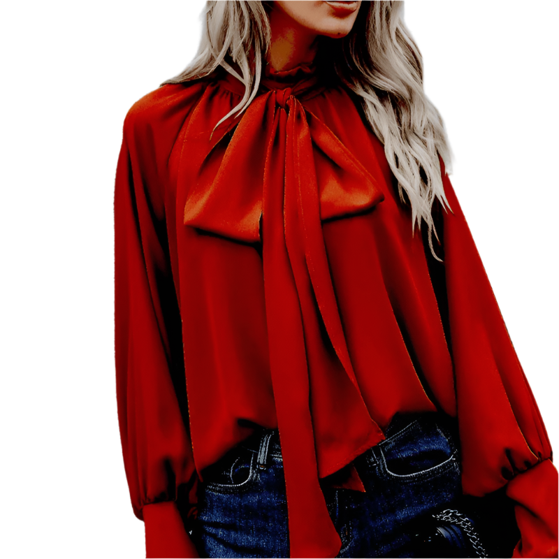 Kvinnors Blus Lång Ärmar Minimalistisk Polyester 0