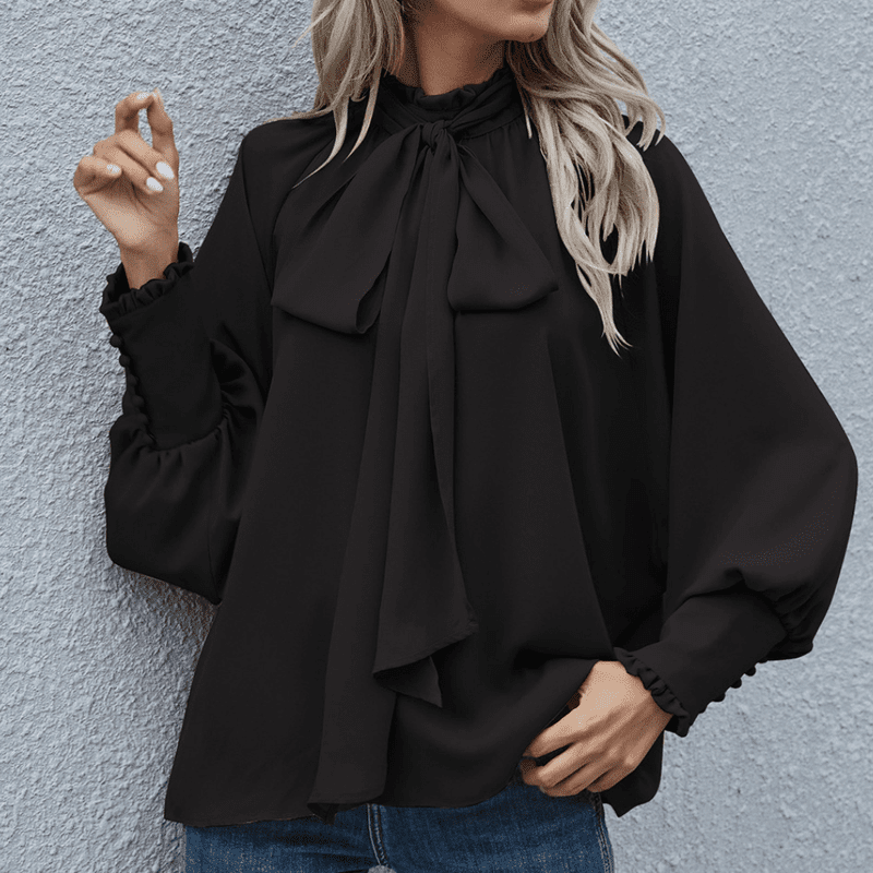 Kvinnors Blus Lång Ärmar Minimalistisk Polyester 1