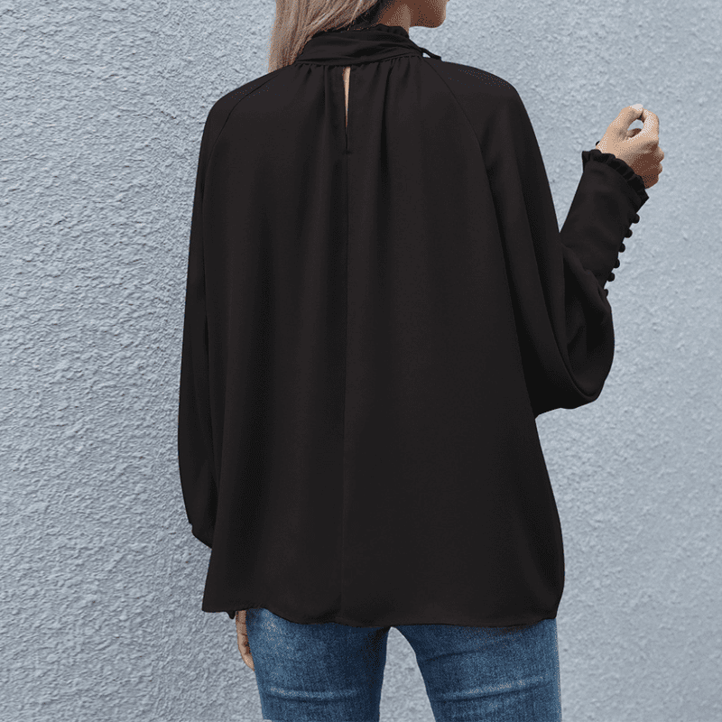 Kvinnors Blus Lång Ärmar Minimalistisk Polyester 2