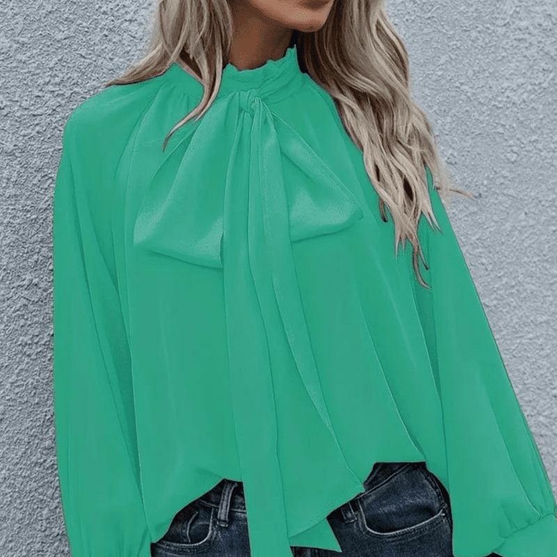 Kvinnors Blus Lång Ärmar Minimalistisk Polyester 3