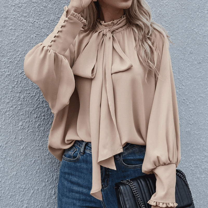 Kvinnors Blus Lång Ärmar Minimalistisk Polyester 4