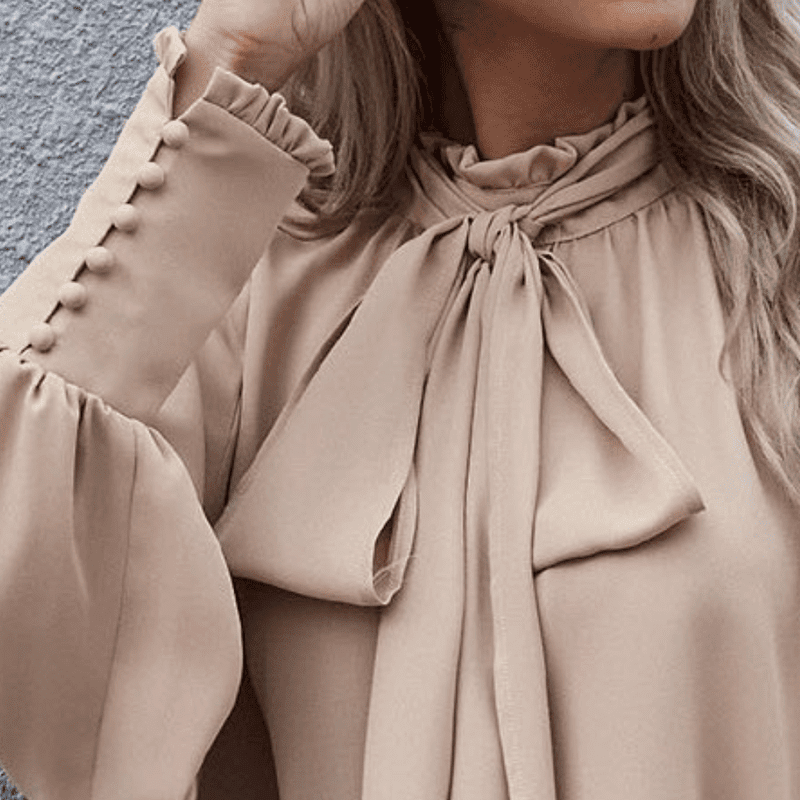 Kvinnors Blus Lång Ärmar Minimalistisk Polyester 5