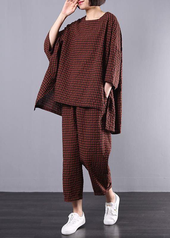 Kvinnors Blus och Byxor Rutigt Vintage Set 1