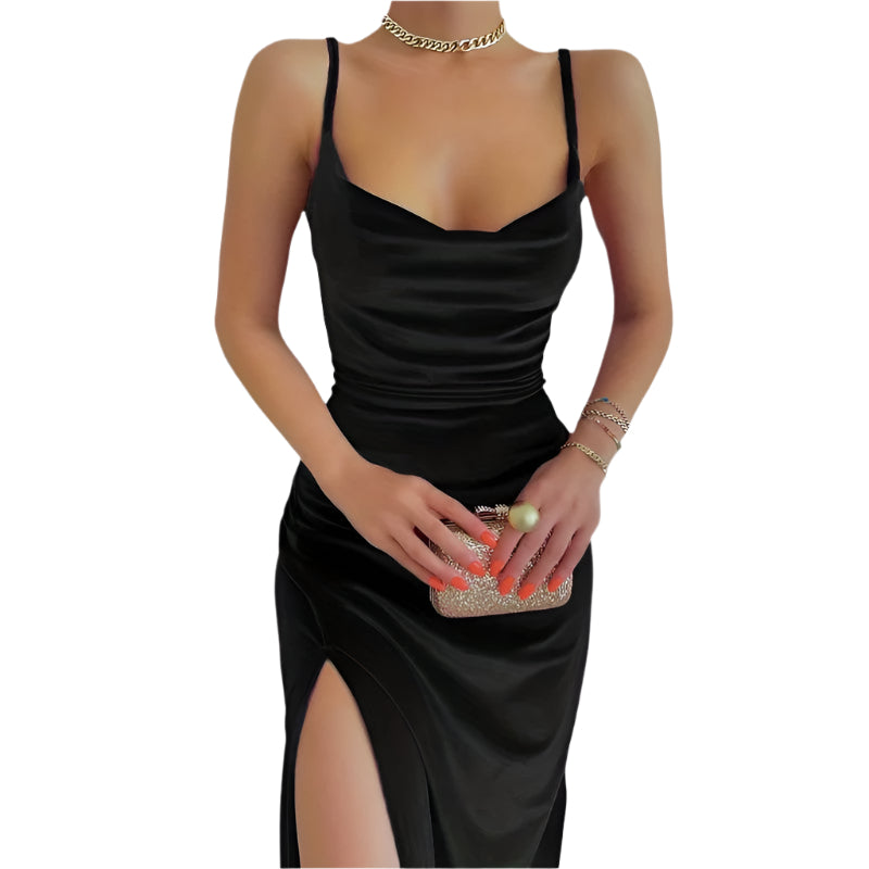 Kvinnors Bodycon Klänning med Fickor och Rynkor 0