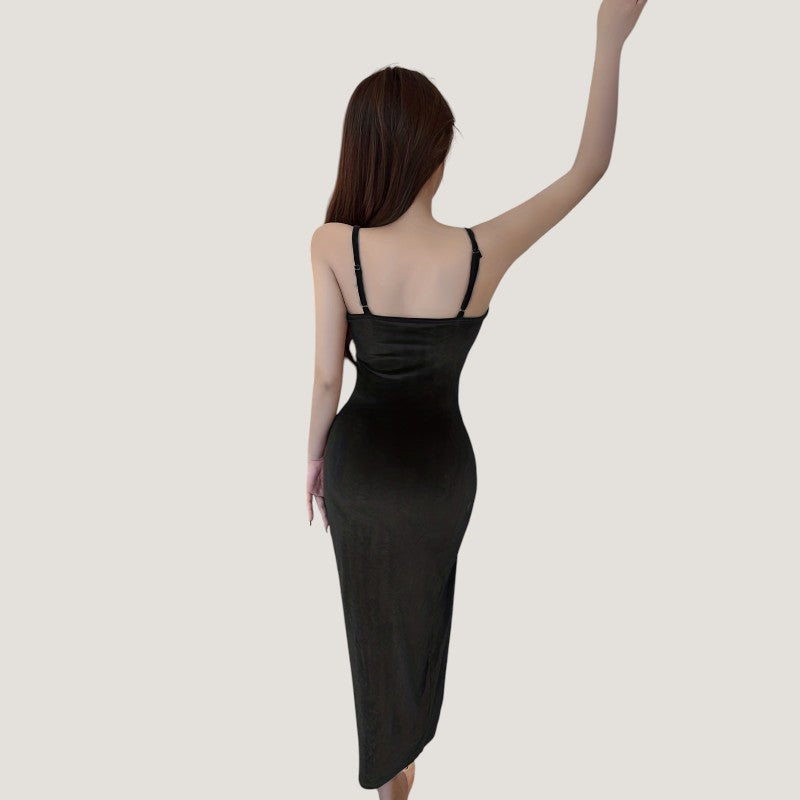 Kvinnors Bodycon Klänning med Fickor och Rynkor 5