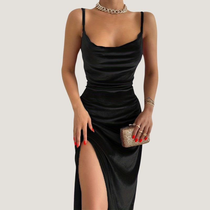 Kvinnors Bodycon Klänning med Fickor och Rynkor 8