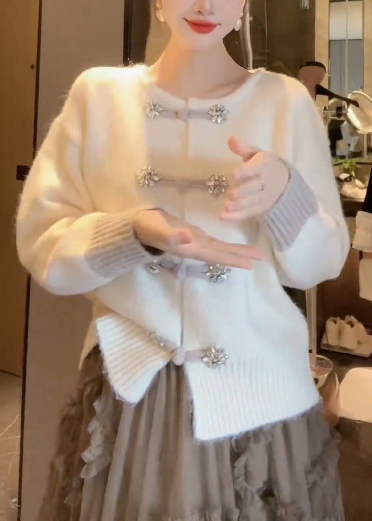 Kvinnors Cardigan O-halsad Med Knäppning 2