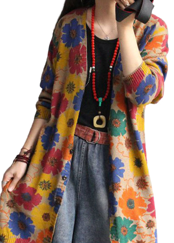 Kvinnors Cardigan V-ringning med Tryck 0