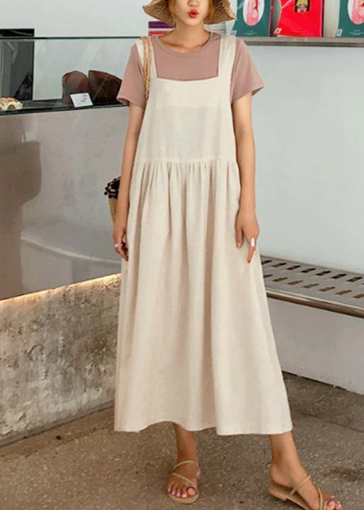 Kvinnors Cinched Linne Klänning med Spaghetti Remmar 1