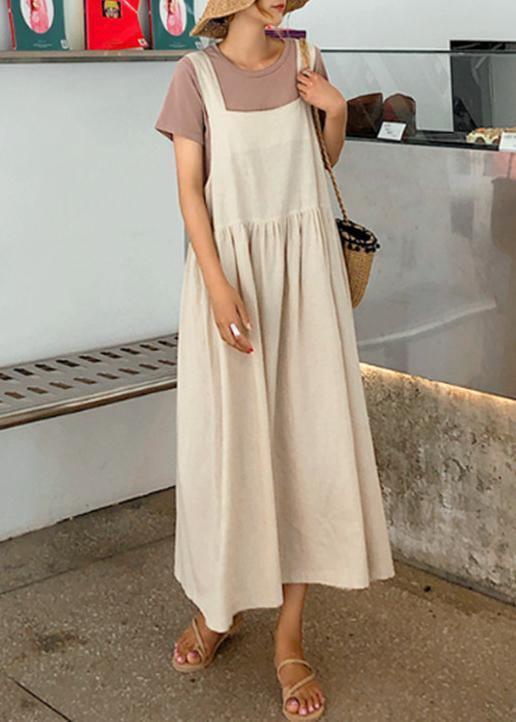 Kvinnors Cinched Linne Klänning med Spaghetti Remmar 3