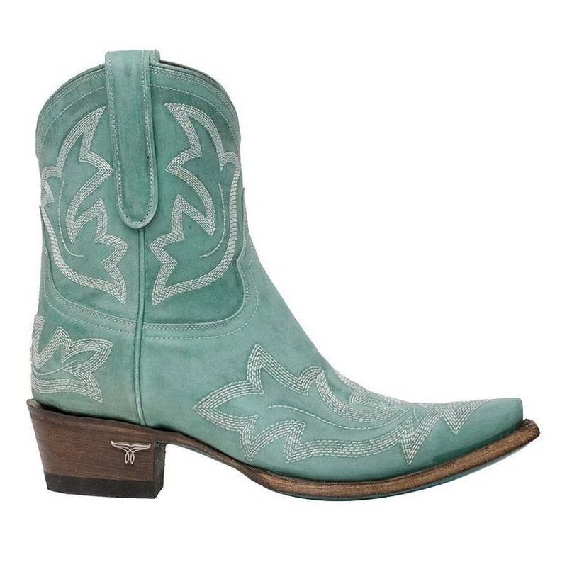 Kvinnors Cowboy Ankelstövlar Broderade 2