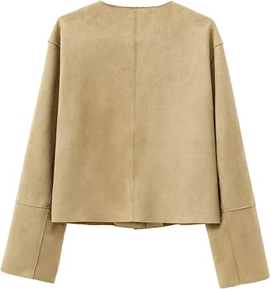 Kvinnors Cropped Blazer Jacka Skräddarsydd Med Långa Ärmar 4