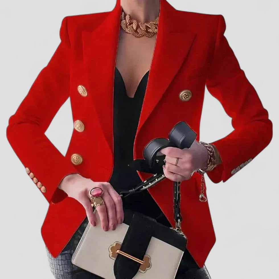 Kvinnors Dubbelknäppt Kavaj Med Guldknappar 2