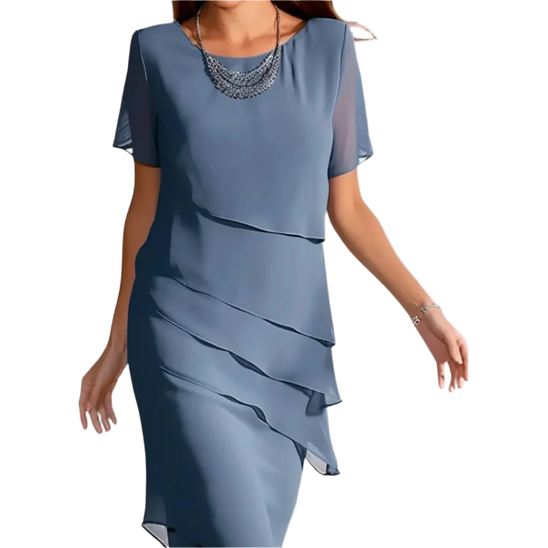 Kvinnors Elegant Klänning i Chiffon med Lagerdesign 0