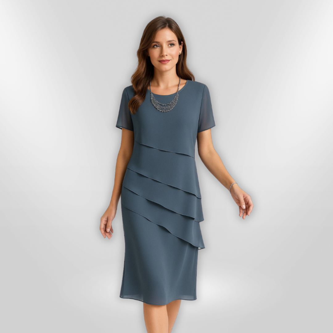 Kvinnors Elegant Klänning i Chiffon med Lagerdesign 1