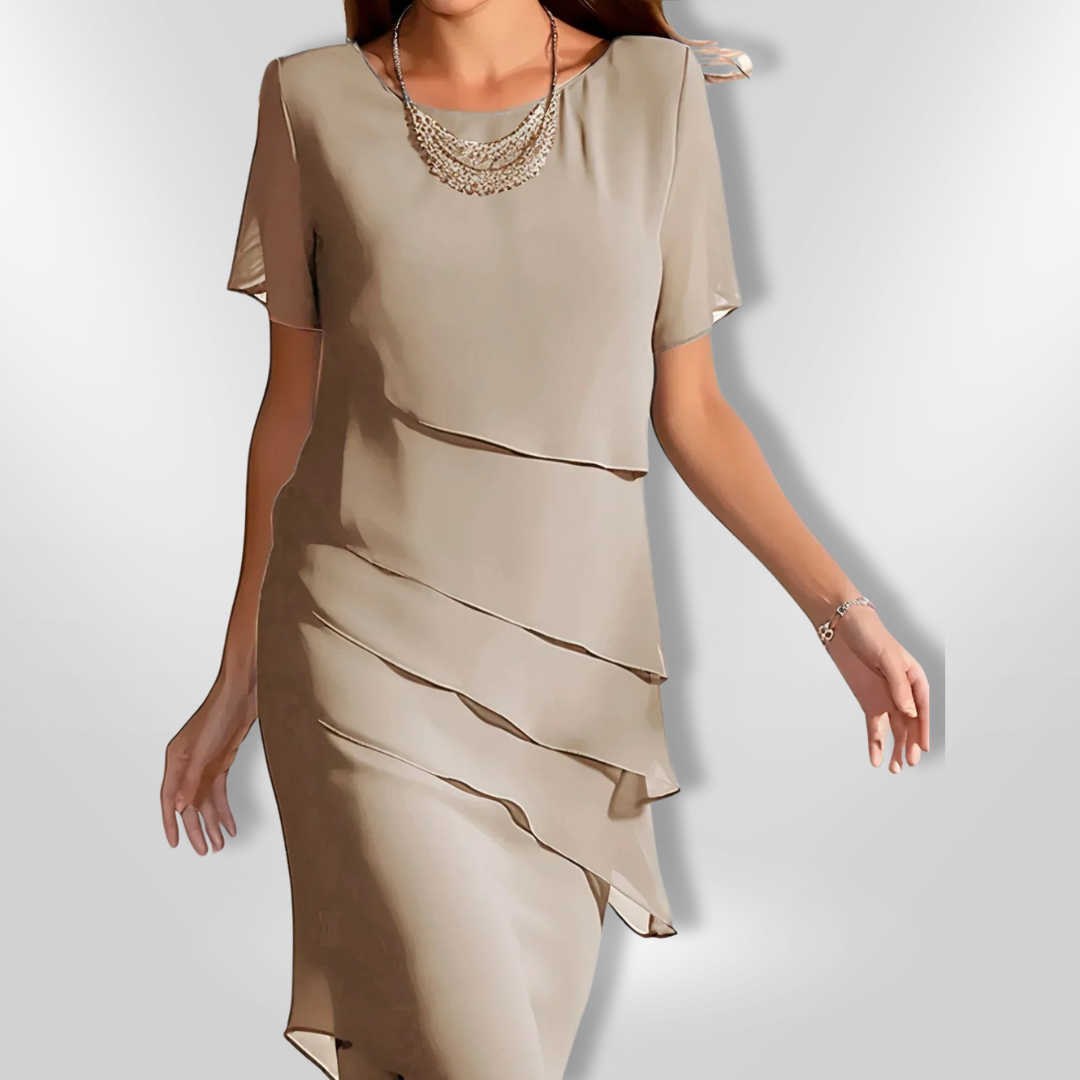 Kvinnors Elegant Klänning i Chiffon med Lagerdesign 5