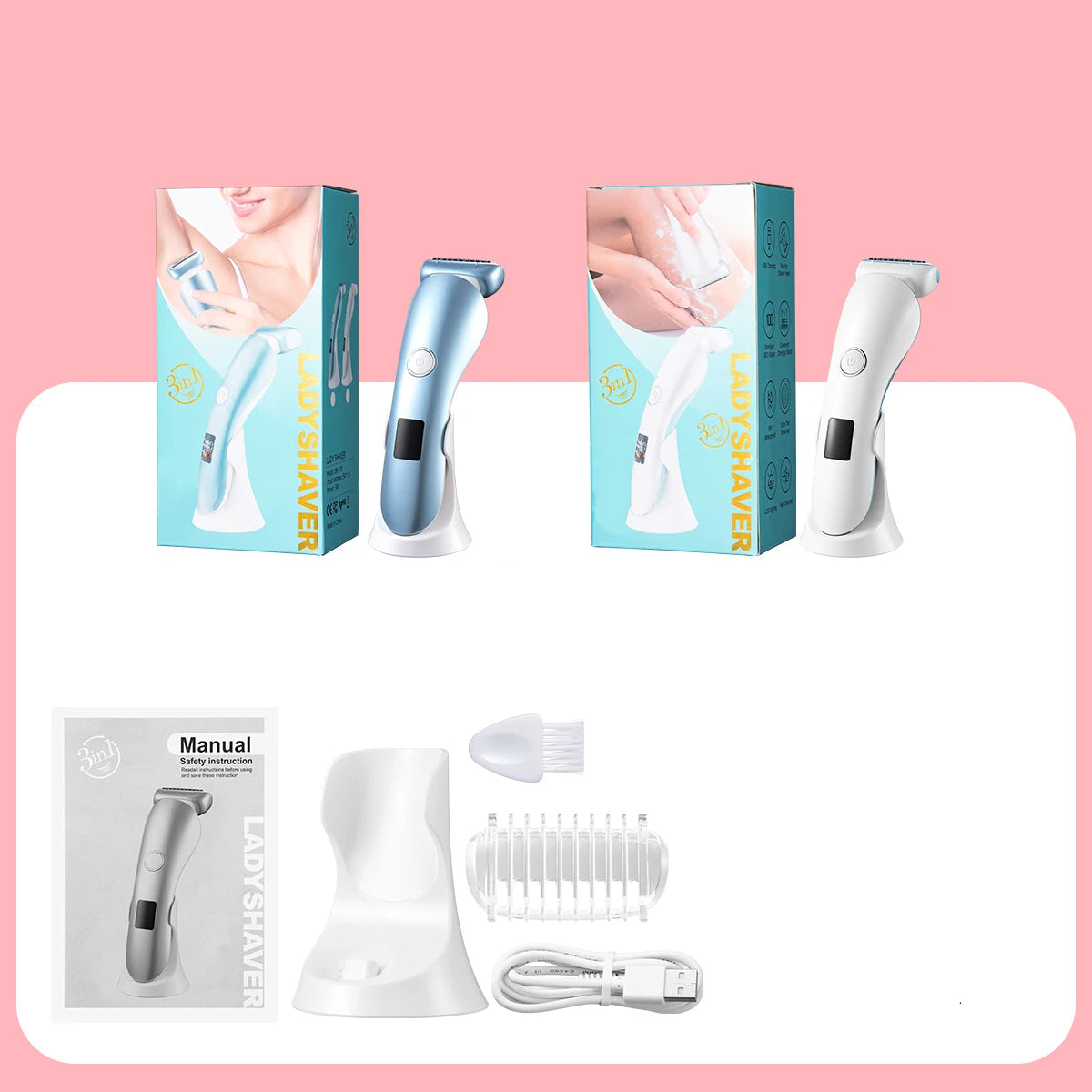 Kvinnors Elektriska Rakapparat 5-i-1 för Ansikte och Kropp 1