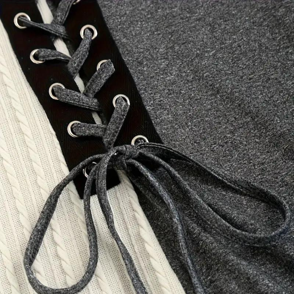 Kvinnors Färgblock Klänning med Snörning 2