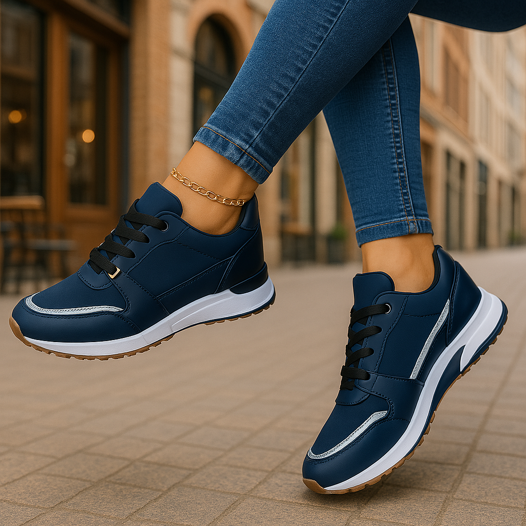 Kvinnors Funktionella Skor i Läder och Textil 2