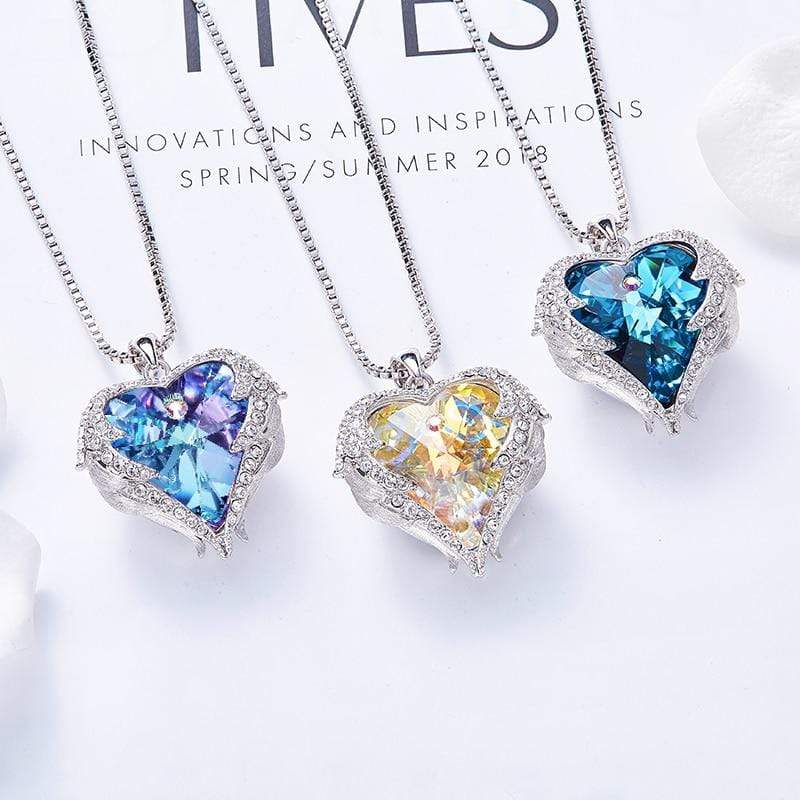 Kvinnors Halsband med Hjärtformat Hänge och Änglavingar 3