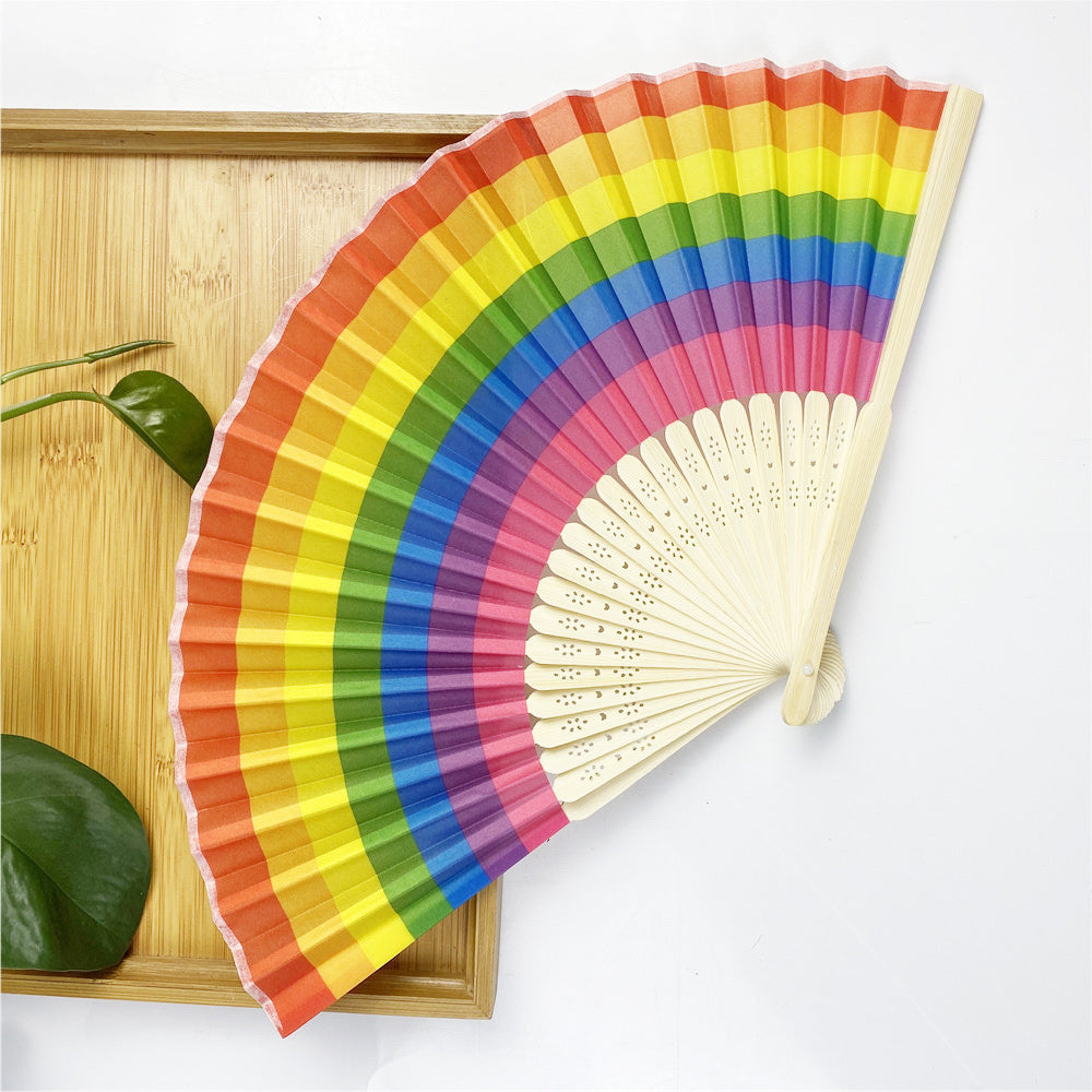 Kvinnors Handfläkt med Färgglad Konstnärlig Design 0