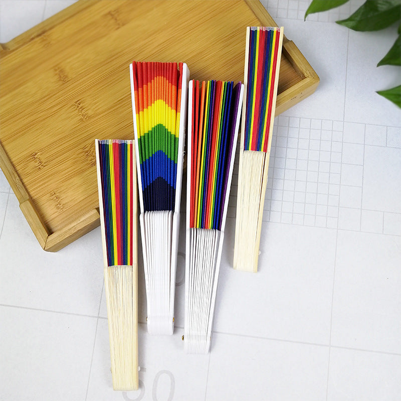Kvinnors Handfläkt med Färgglad Konstnärlig Design 3