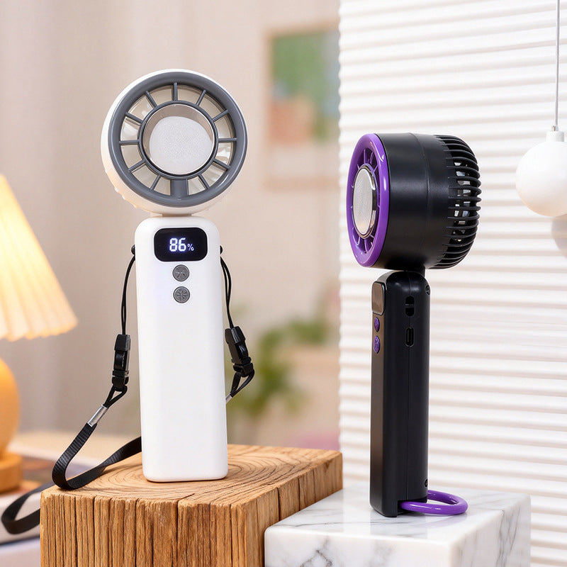 Kvinnors Handhållen Fläkt med LED-Display och USB-Laddning 5
