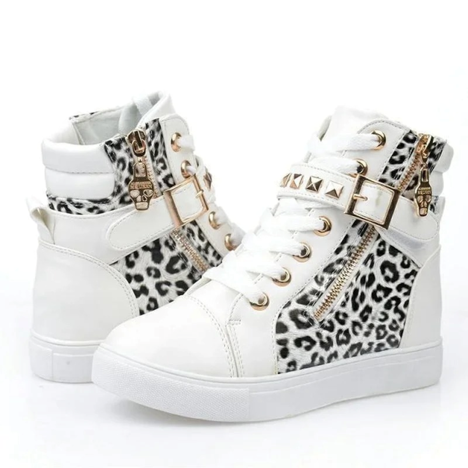 Kvinnors High Top Sneakers med Dragkedja 3