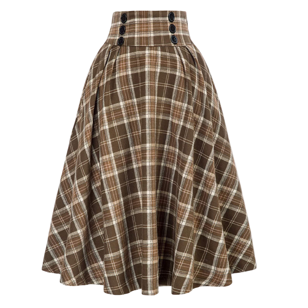 Kvinnors Högmidjad A-linje Nederdel Ternet 0