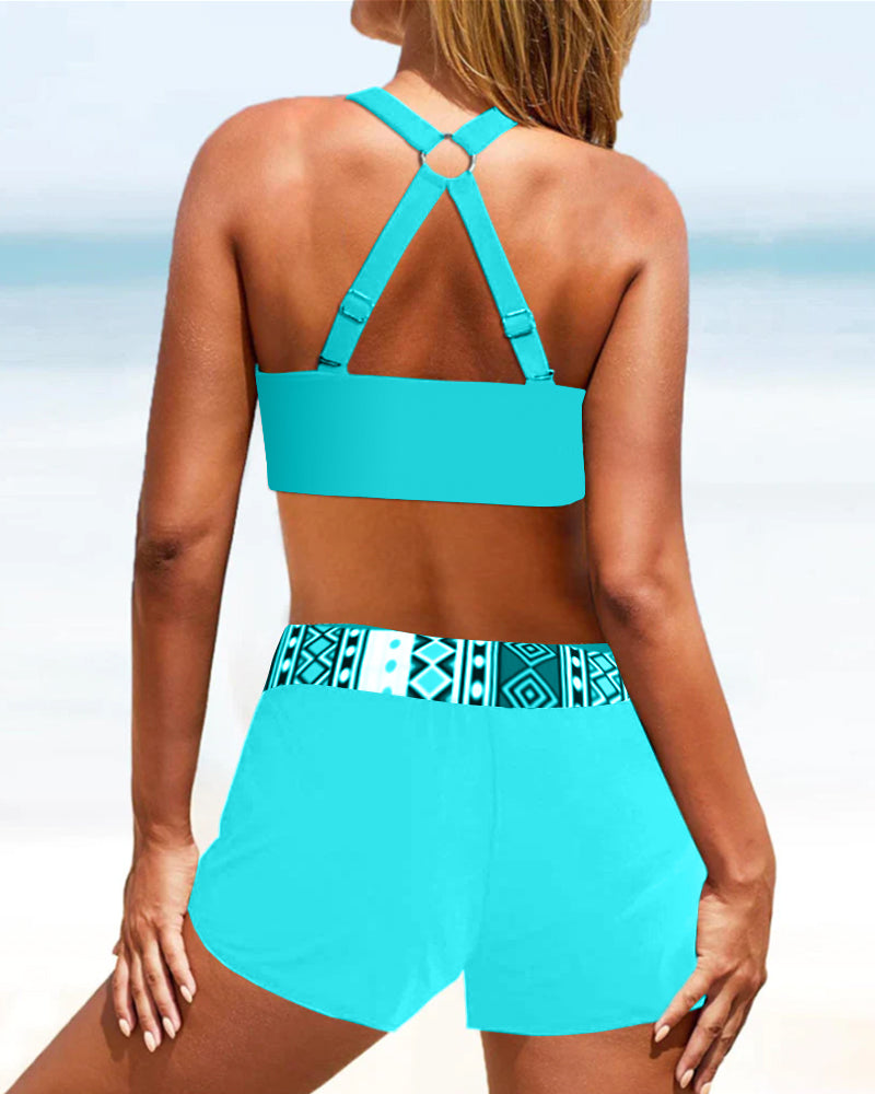 Kvinnors Högmidjad Bikini Geometrisk Stil 5