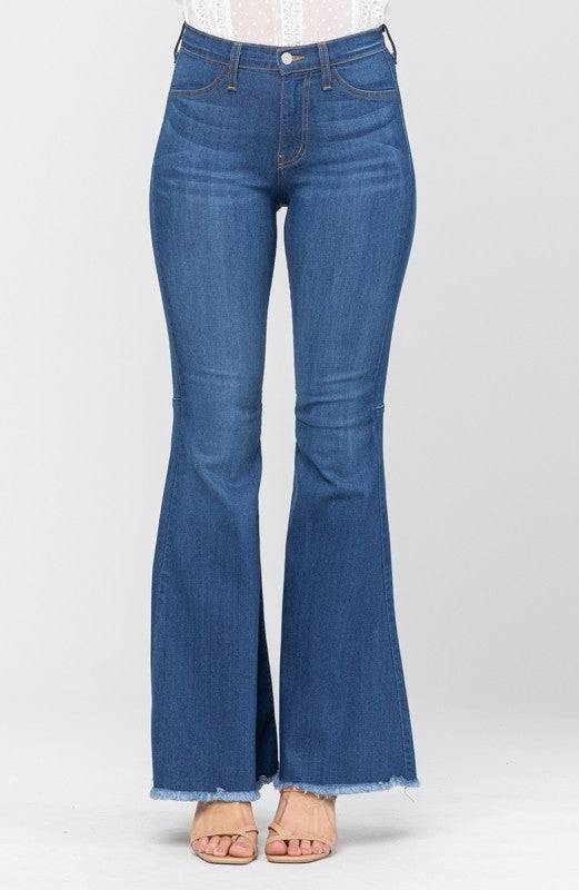 Kvinnors Högmidjade Flared Jeans Denimbomull 3