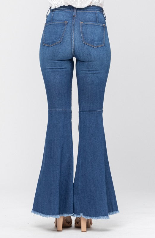 Kvinnors Högmidjade Flared Jeans Denimbomull 5