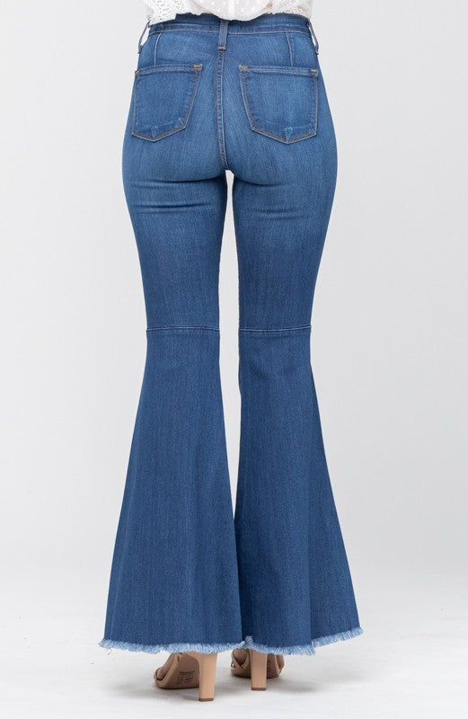 Kvinnors Högmidjade Flared Jeans Denimbomull 6