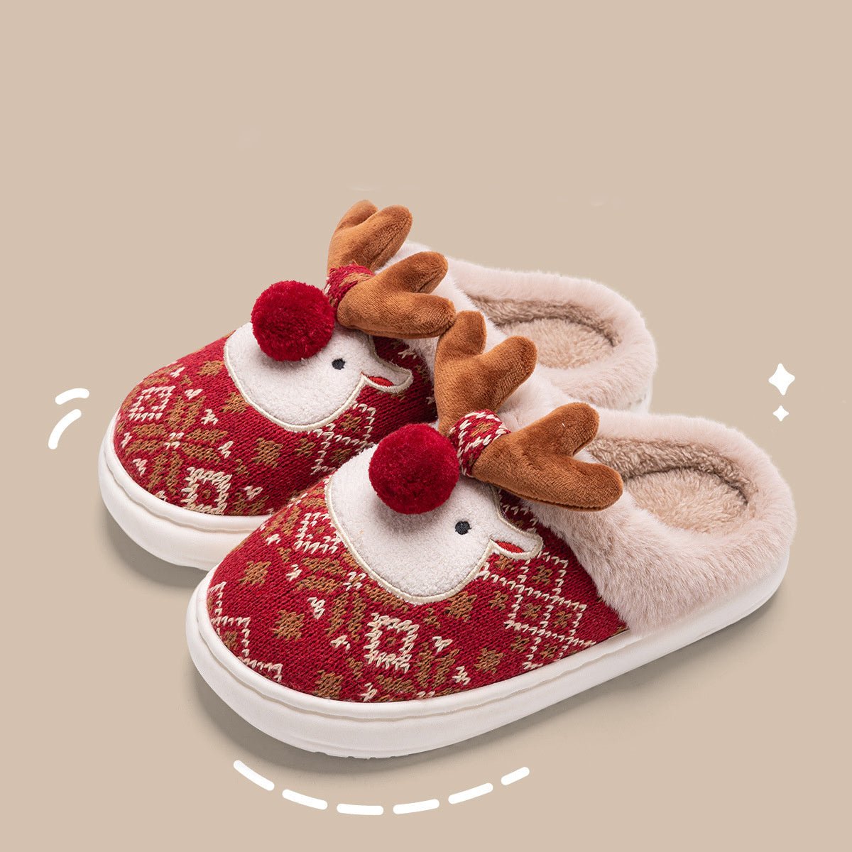 Kvinnors Julhustofflor med Broderad Design 8