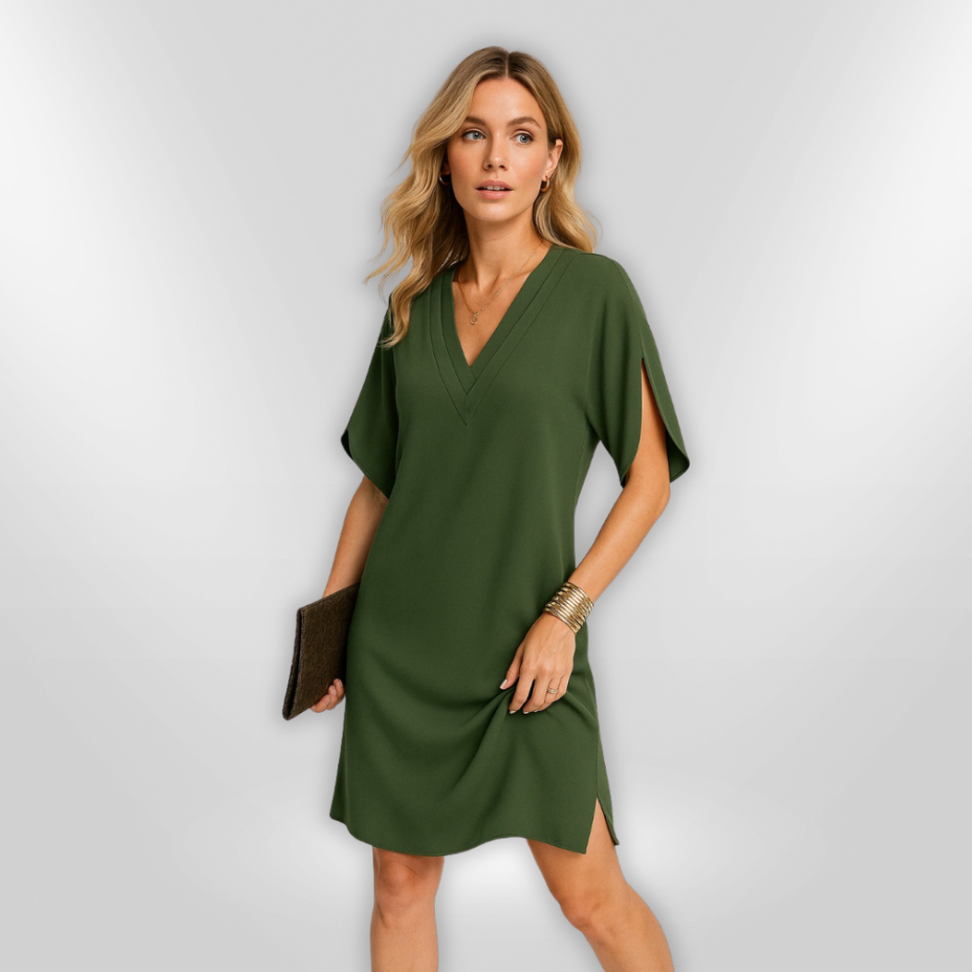 Kvinnors Klänning Flödande V-ringning Mjuk Lättvävd 1