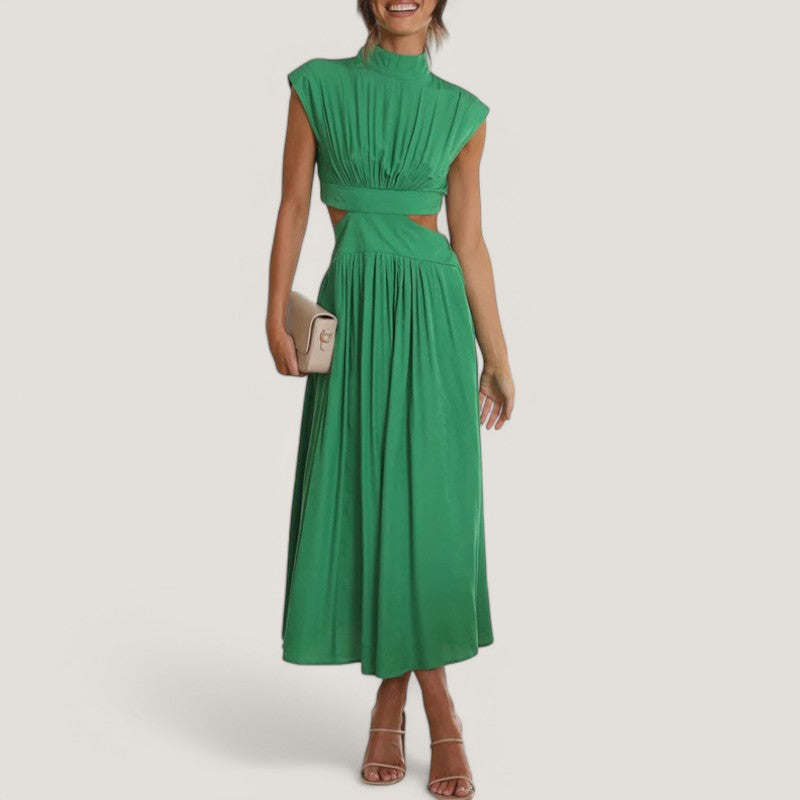 Kvinnors Klänning Kortärmad Höga Kragen Polyester 2