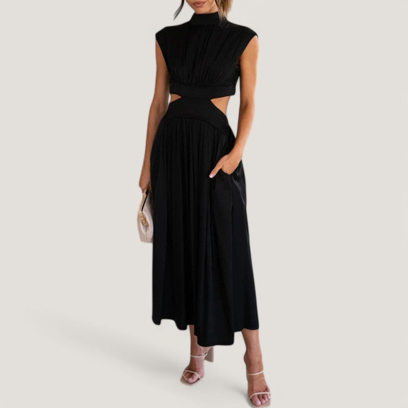 Kvinnors Klänning Kortärmad Höga Kragen Polyester 3