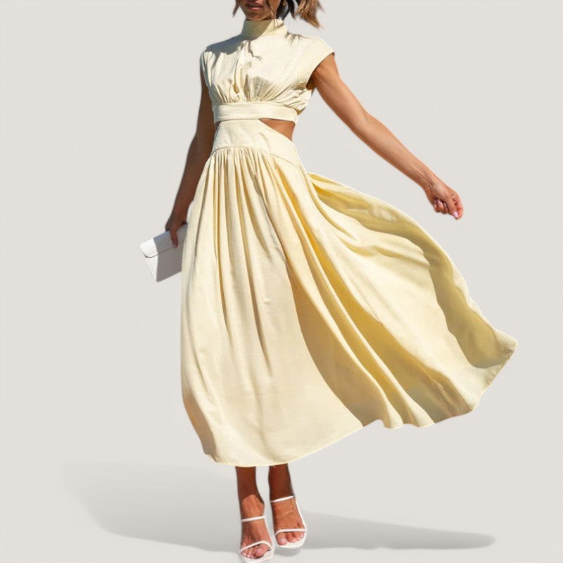 Kvinnors Klänning Kortärmad Höga Kragen Polyester 5