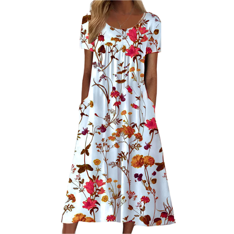 Kvinnors Klänning med Blommönster och Stilrent Design