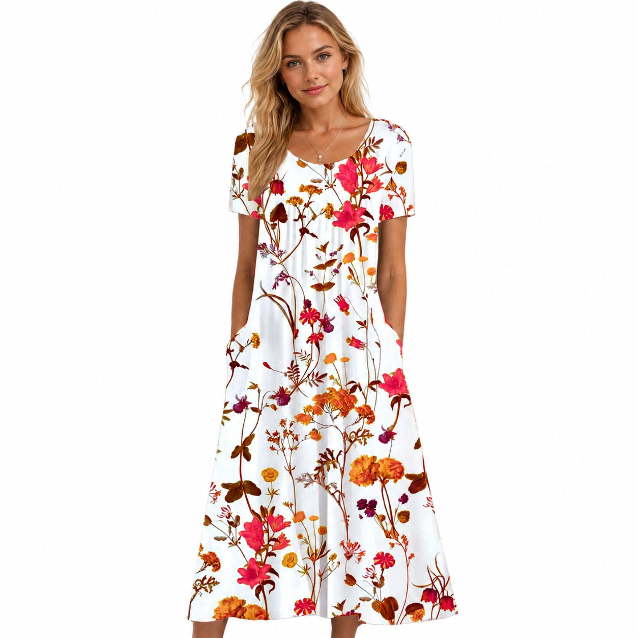 Kvinnors Klänning med Blommönster och Stilrent Design 0