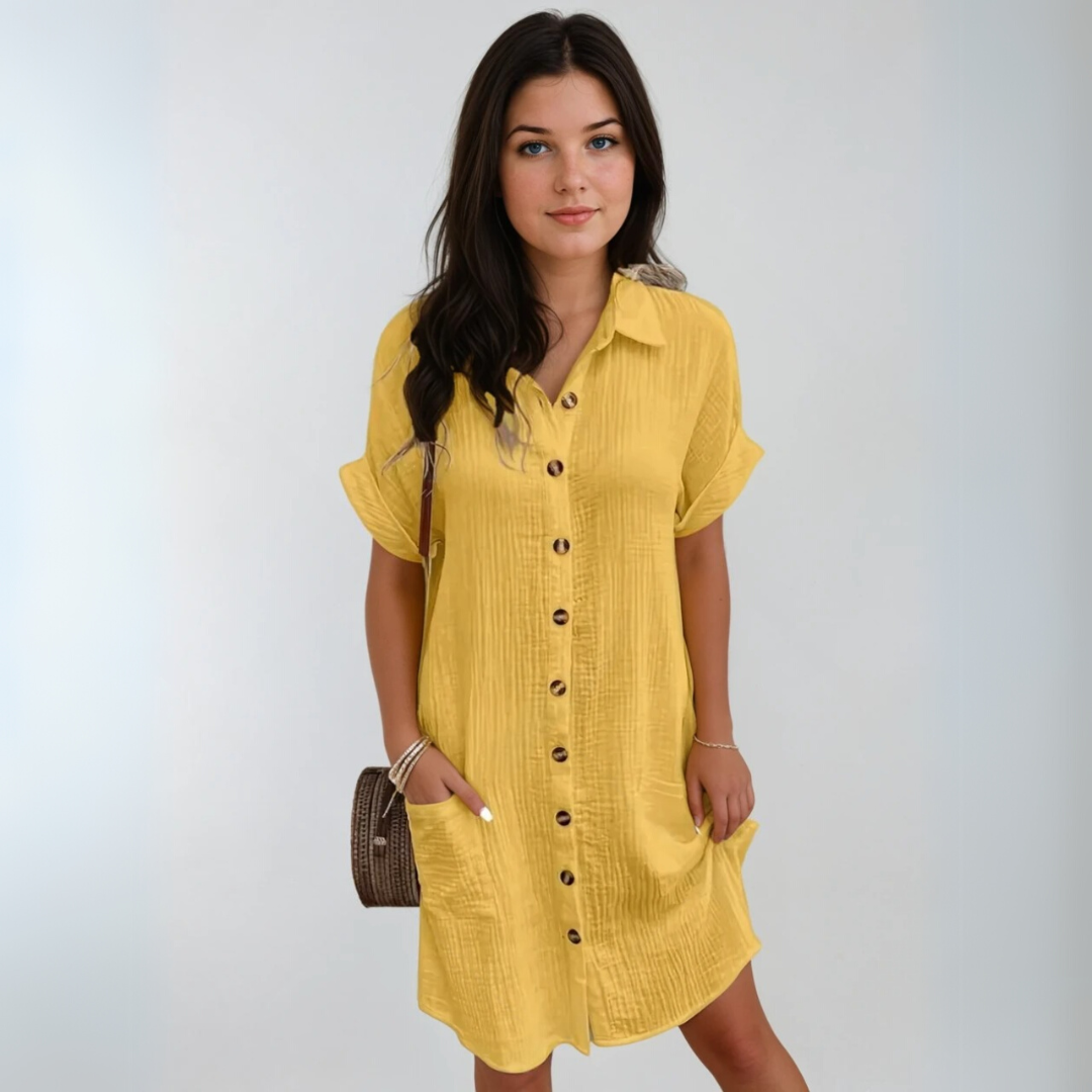 Kvinnors Klänning med Korta Ärmar Avslappnad Stil 5