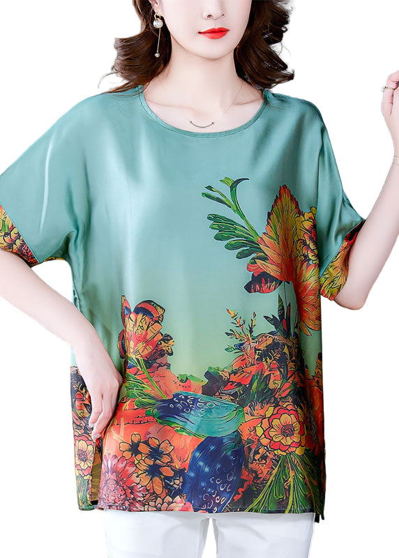 Kvinnors Kortärmad Topp O-ringad Design 3