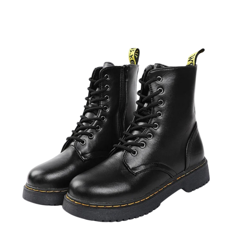 Kvinnors Laced Combat Boots med Sidodragkedja 0